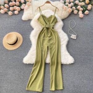 Green Jumpsuit with Belt